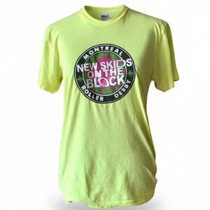 VINTAGE - MTLRD - Montreal  Roller Derby - Skids Neon yellow tshirt - Men Small